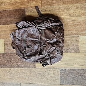 Brown leather backpack